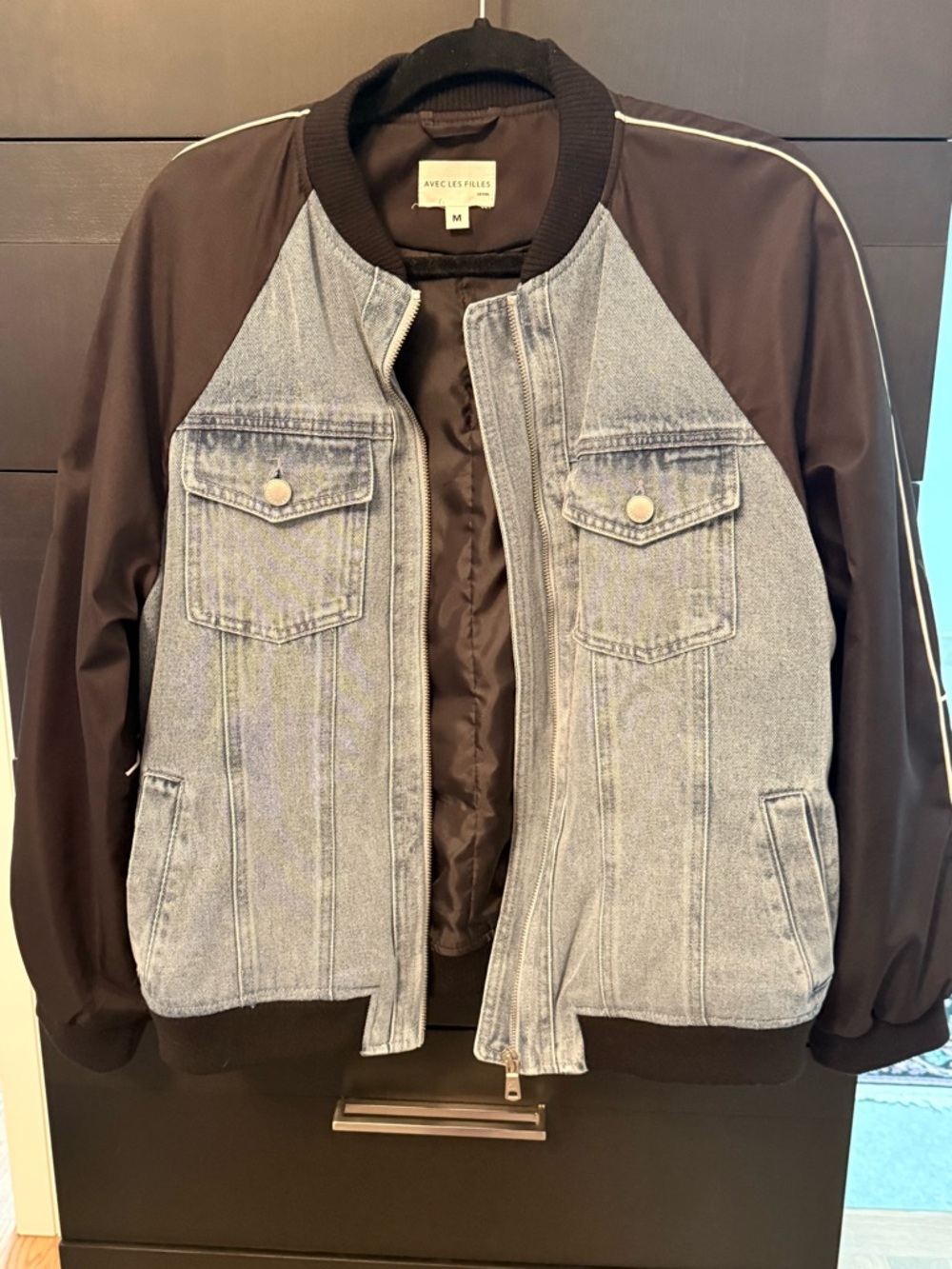Avec Les Filles Denim Bomber Jacket